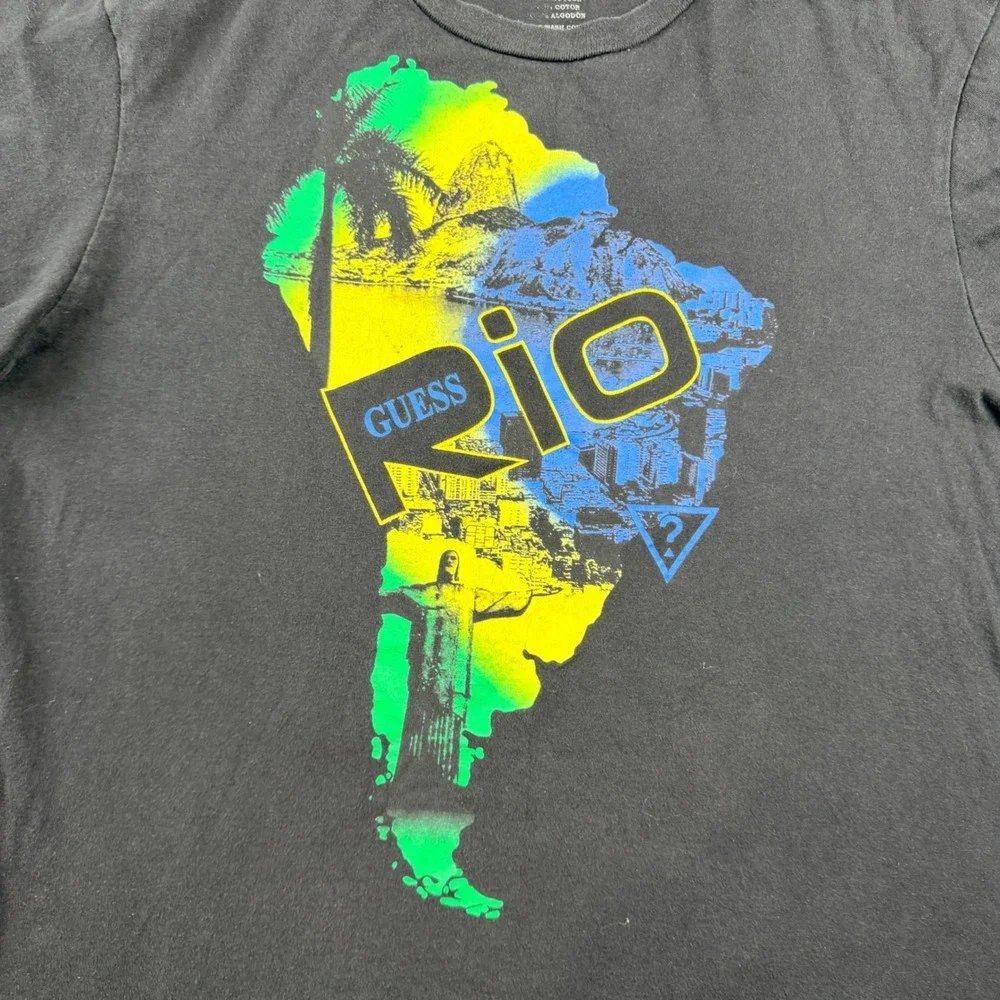 Guess Rio South America Men's XL Graphic T-Shirt Black - Picture 4 of 6